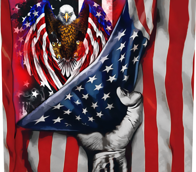 Holding American Flag