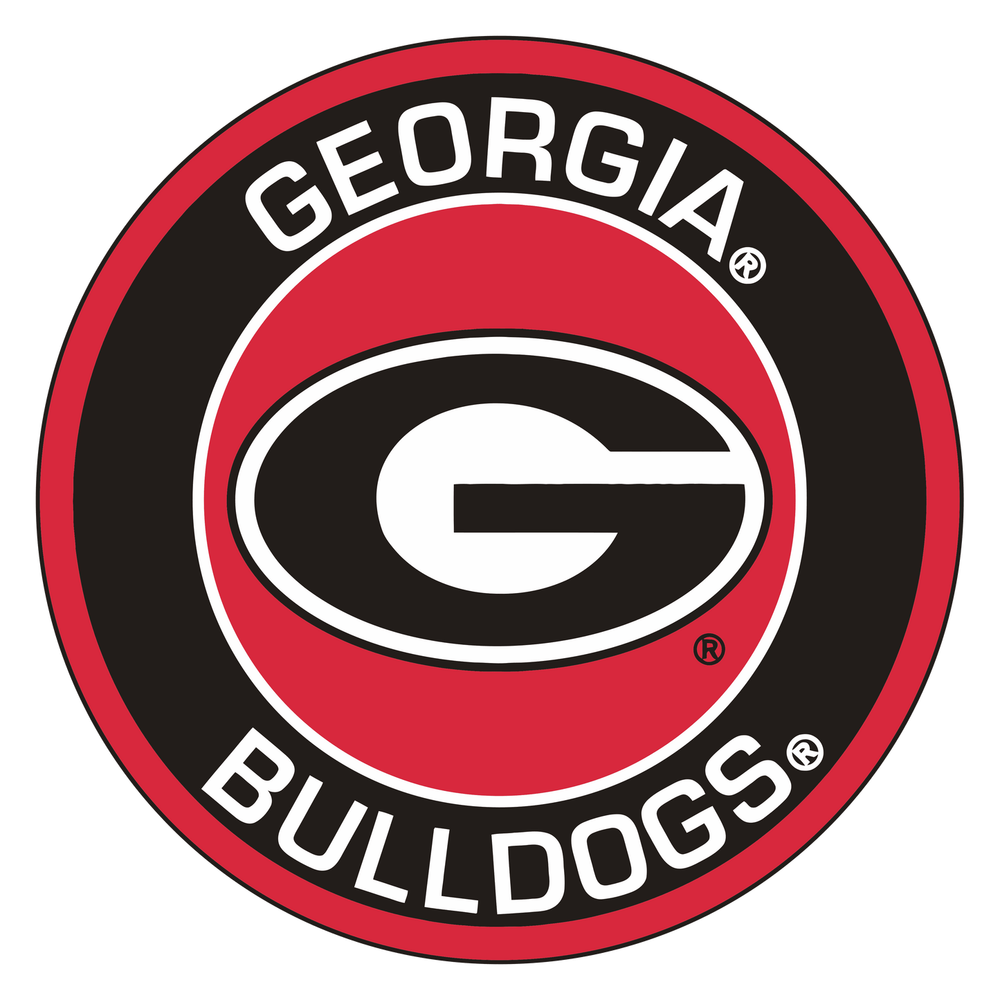 Georgia Bulldawgs in a vertical oval