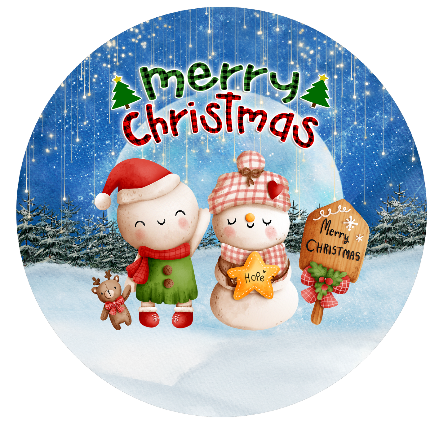 Two Family Member Snowman Ornament v2