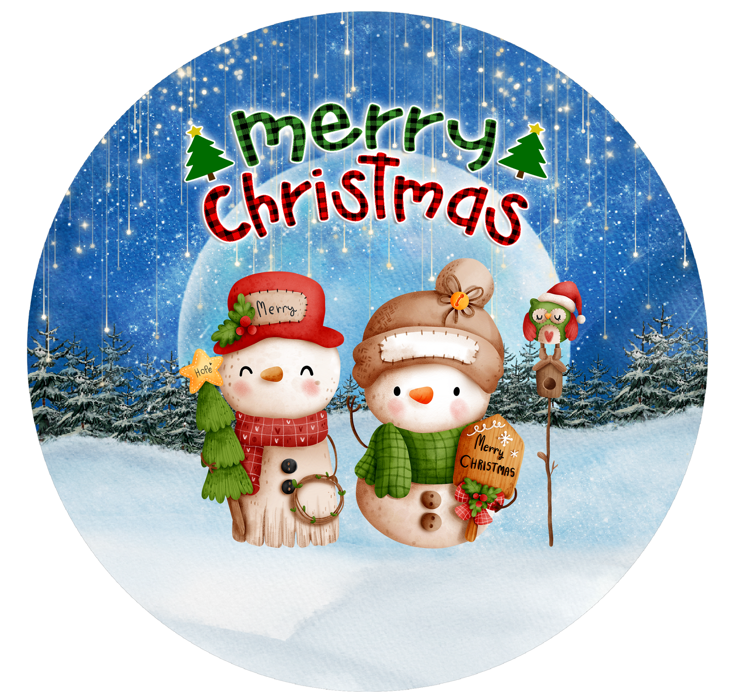 Two Family Member Snowman Ornament v1