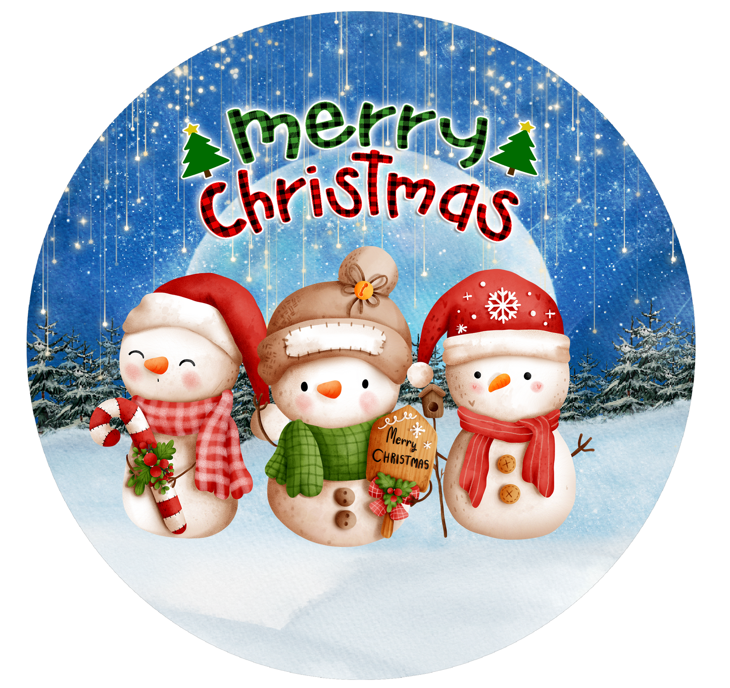 Three Family Member Snowman Ornament v2