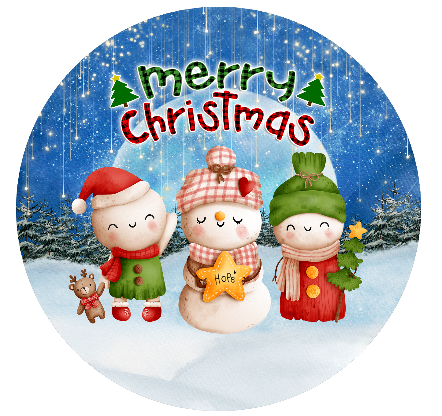 Three Family Member Snowman Ornament v1