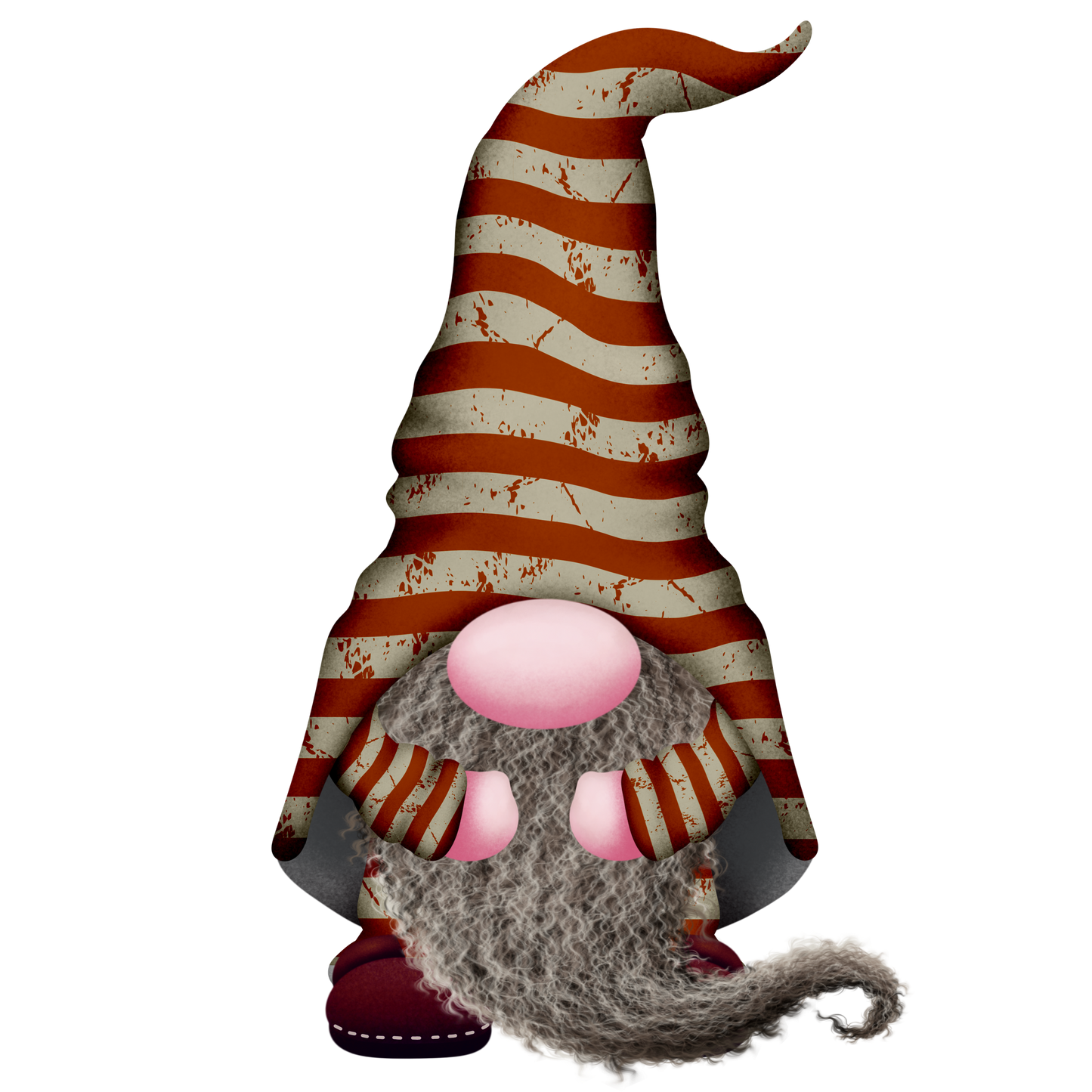 Gnome with Red/White Striped Hat