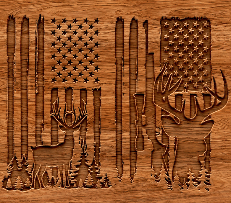 Wood Grain Deer Flag
