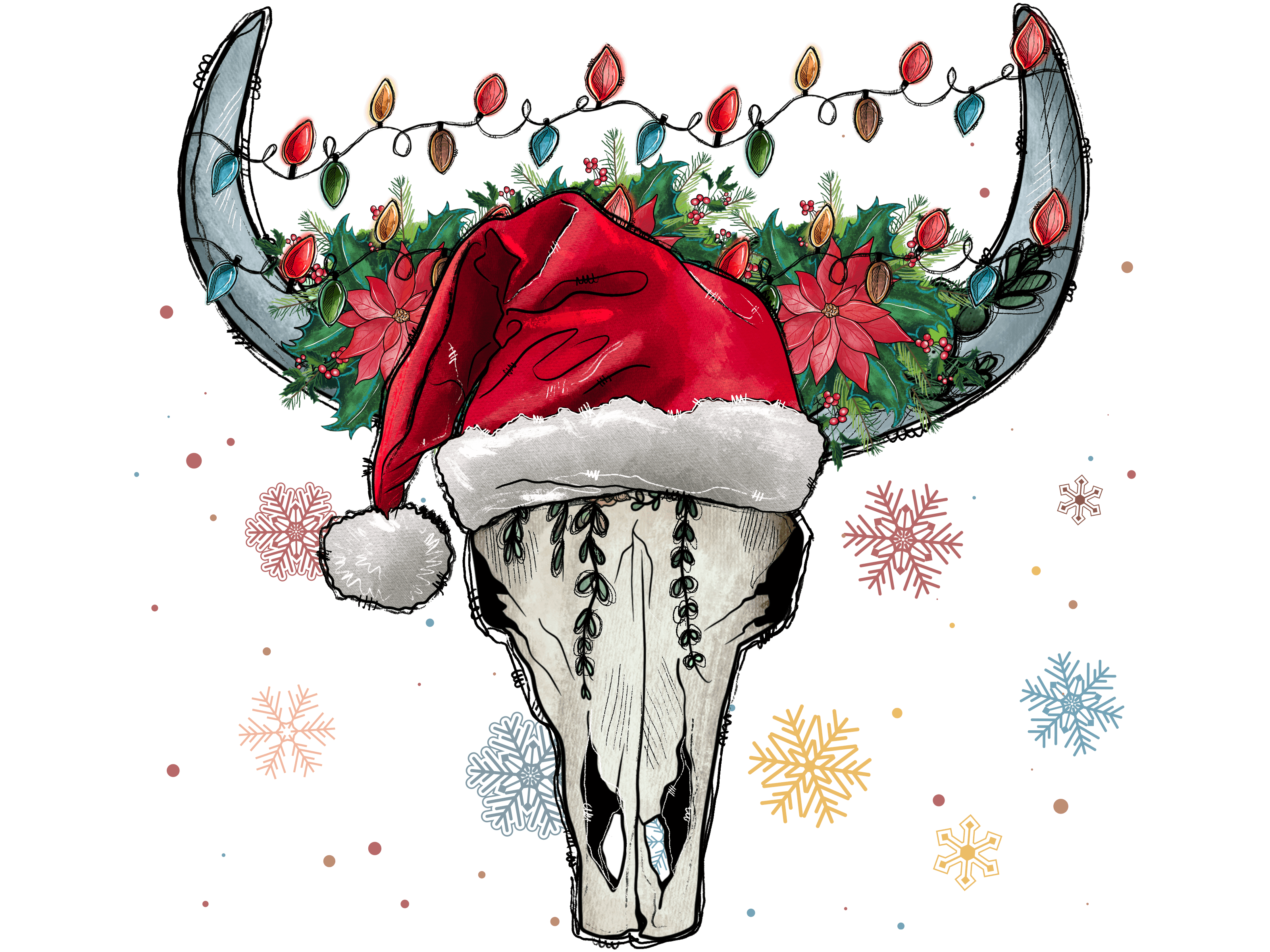 Christmas Cow Skull – T-Rex Mugs & More