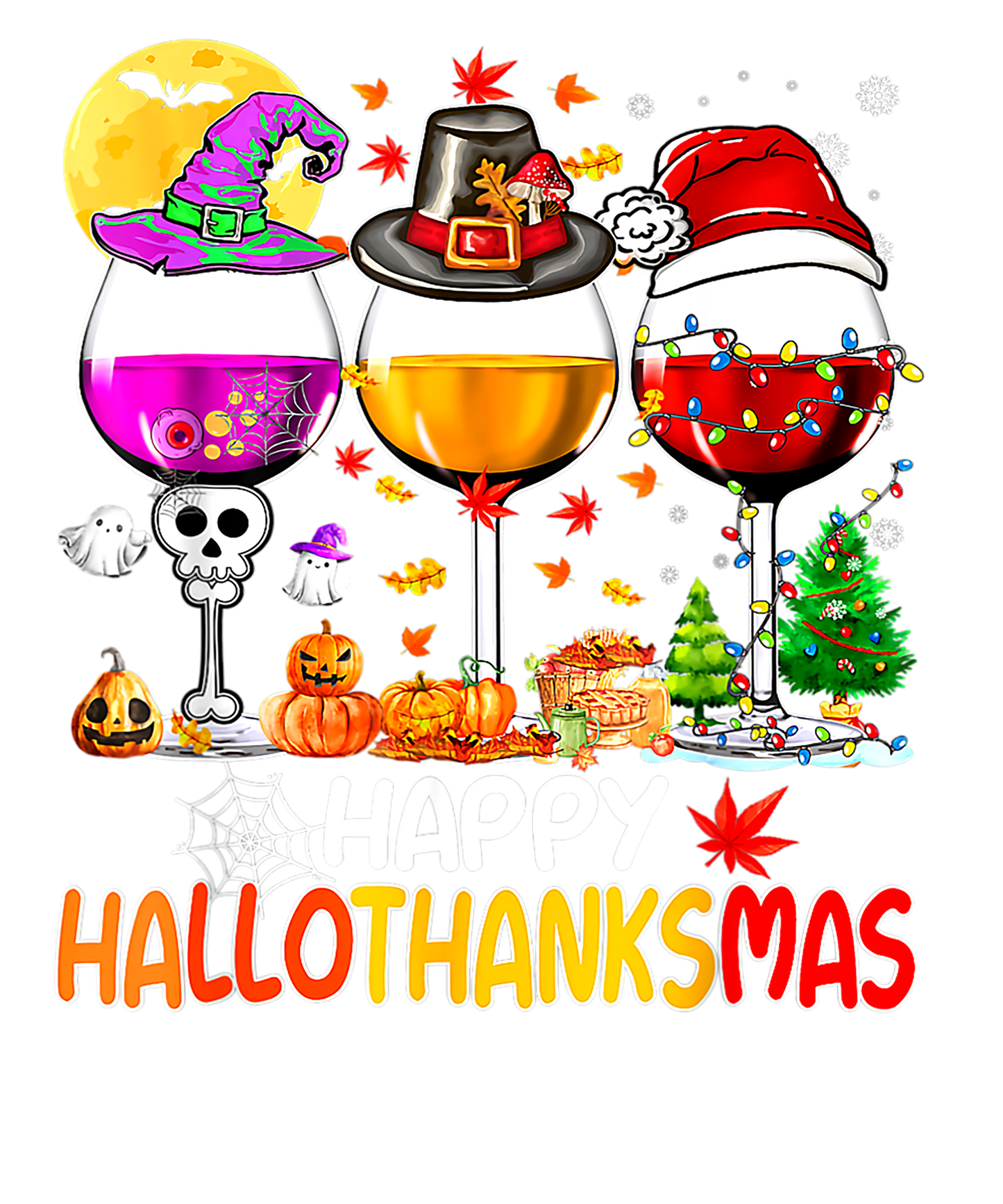 Wine Glasses Witches Hat, Pilgrim Hat, Santa Hat