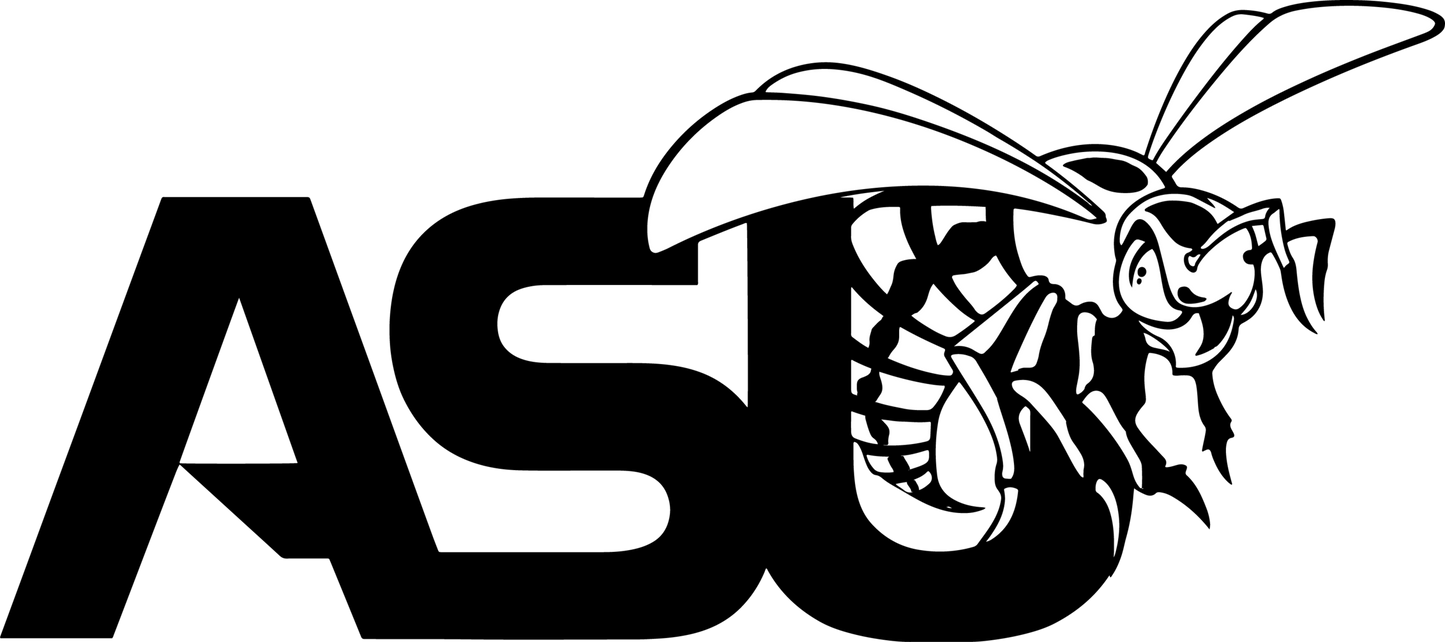 Alabama State Hornets logo in Black with White Hornet